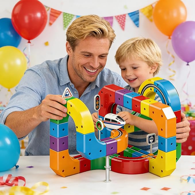 Electric Train Set 3D Magic Flexible Race Tracks for Kids Ages 3-8 81PCS Anti Gravity Race Track with Car STEM Educational Building Toy Gift for Boys &amp Girls