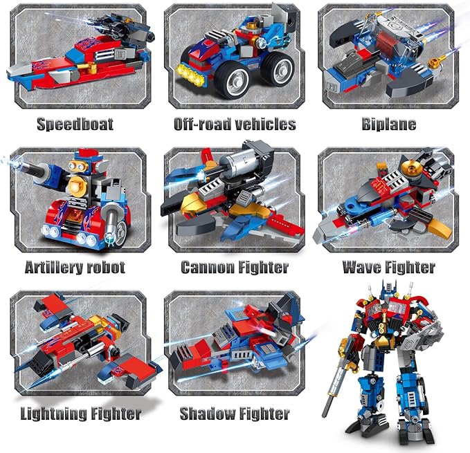 Transforming Robot Building Sets Easter 8 in 2 Robot Vehicle Models 769 PCS Creative Assembly Display Gift Christmas Birthday Ages 14+