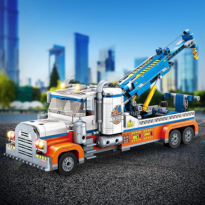 Tow Truck Building Kit 781 PCS Crane Semi and Trailer Car Transporter Construction Vehicles Building Blocks Set Rescue Cars Compatible with Lego Truck Gift for Boys Age 6-12 8-14 &amp Girls