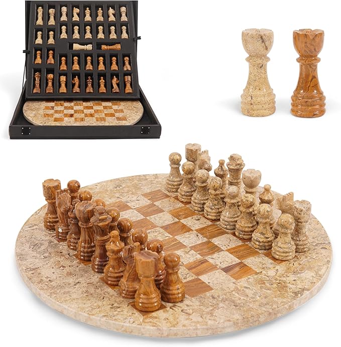Marble Chess Set for Adults with Complementary Storage Box 15 Coral &amp Red Handmade Chess Board Game with 2 Extra Queens Unique Gift &amp Home Décor