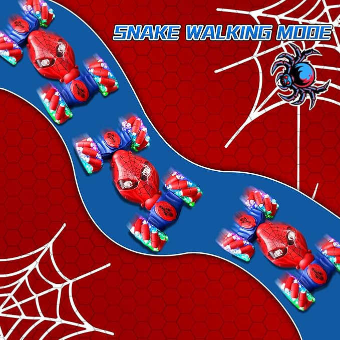 S-pider Rc Gesture Sensing Stunt Car Toys for Boys 3-14 Years Old Drift Hand Control Remote Control Cars with Light &amp Music 360°Rotation Double Side Cars Birthday Gifts for Kid Age 4 5 6 7 8 9 1