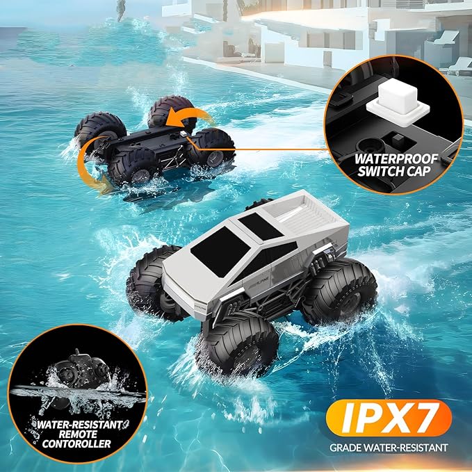 Remote Control Car Cyber RC Truck Toy 1:16 2.4GHz 4WD Off-Road Amphibious Waterproof Monster Truck for All Terrain Kids Birthday Gifts for Boys Girls Age 6 7 8 9 10 11 12 Year Olds