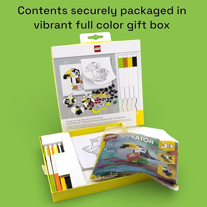LEGO Stationery Creativity Set with Building Toy - Animal (53666) Includes 1 Sticky Note Pad 4 Markers 1 LEGO Building Toy