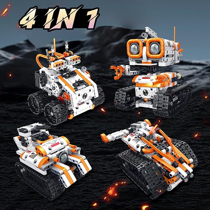 4 in 1 STEM Educational Building Block Robot Kit - App &amp Remote Control Robot Toys for Kids Aged 6-12