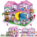 Pink Girls Summer Villa Friends Building Block Set Compatible with Lego Friends Educational 3 in 1 Construction Toy with Pool Slide Monkey and Swing for Kids Age 6 8 12 and Up 1026PCS