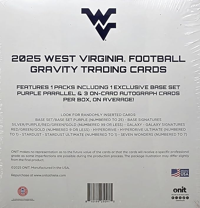 2025 Onit Gravity College Football Card Breaker Edition Box (West Virginia Mountaineers)