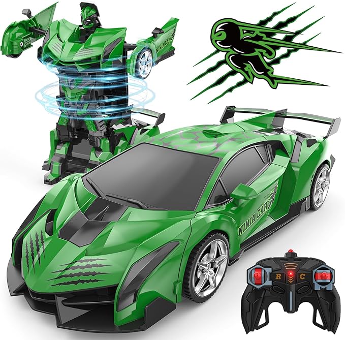 BLUEJAY Transform Rc Cars for Boys 4-7 8-12 2.4Ghz Remote Control Car 1:18 Scale Transforming Robot One-Button Deformation 360° Rotation Car Toy Gifts for Boys 3-5