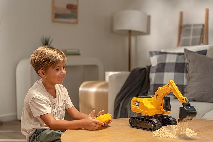 CAT Power Excavator Digger RC Construction for Kids 5+ | 2.4GHz Remote Control Truck Toy Full-Function Dig Scoop Spin &amp Drive Realistic Lights &amp Sounds USB Rechargeable Indoor/Outdoor
