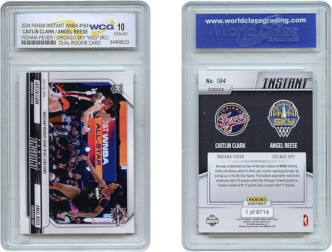 2024 WNBA Panini Caitlin Clark &amp Angel Reese Dual Rookie Card Indiana Fever Chicago Sky #164 - Certified Gem Mint 10