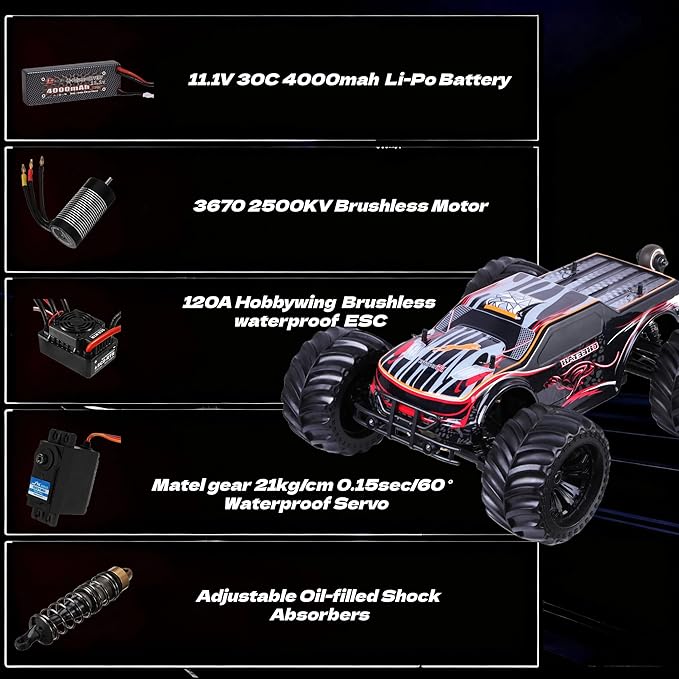 JLBRACIGRC 1/10 RTR Brushless Fast RC Cars for AdultsMax 80+KM/H Hobby Electric Off-Road Monster TruckWaterproof High Speed Remote Control CarRC Truck 4x4 All Terrain Off Road Gift