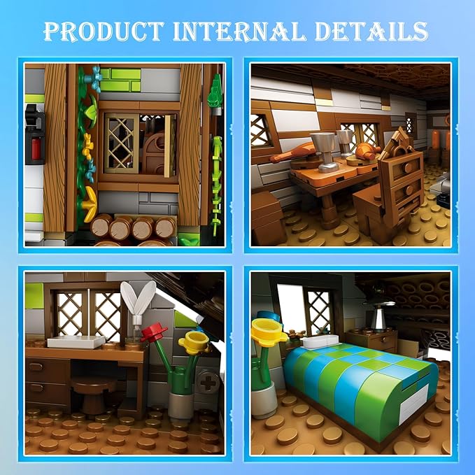 Reobrix Medieval Building Set for Adults– Watermill Cabin1873 PCS Medieval House with Rotating Water Wheel Architecture Collectible Building Bricks Kit for Adults and Medieval Village Fans