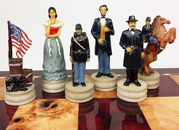 HPL US American Civil War Queens Set of Chess Men Pieces Hand Painted - NO Board