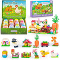 2026 New Easter Gifts Building Set for Kids -12-in-1 Happy Farm Village Building Toy with Prefilled Eggs Easter Basket Stuffer &amp Decorations for Boys &amp Girls 6+ with Farm Animals Hen &amp