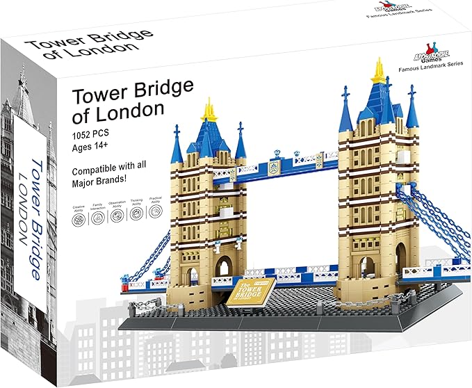 Apostrophe Games Tower Bridge Building Block Set – 1052 Pieces London Tower Bridge Model Building Blocks for Adults and Kids - Architecture Kit Famous Landmark Series