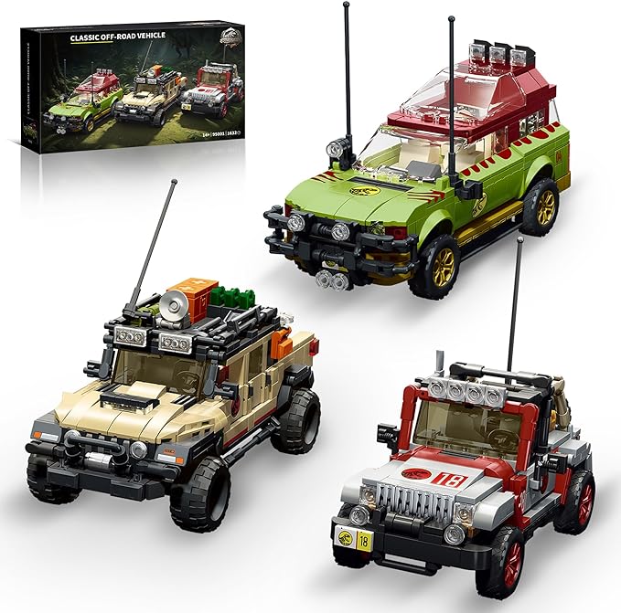 Dinosaur Classic Off-Road Vehicle Building Set 3-in-1 All-Terrain Car Trucks Collection Model Kit for Adults -1632PCS