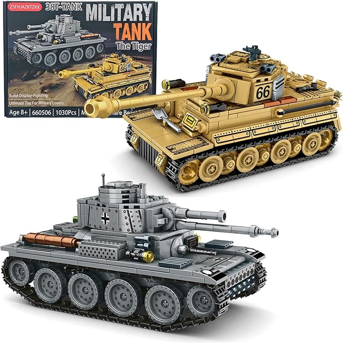 2 Piece Set of Building Block Toys 38T &amp Tiger Tank Building Sets(1000+ pcs)
