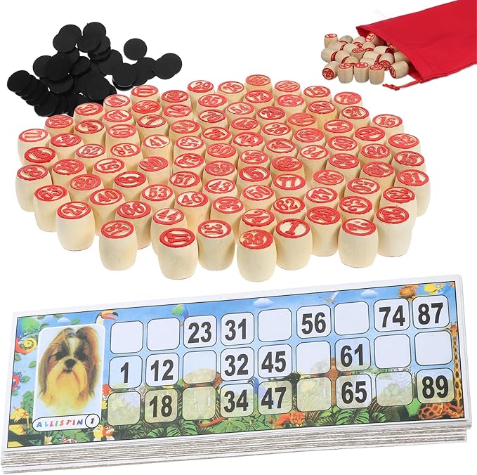 Russian Lotto Game Wooden Bingo Set with Numbers 1–90 Traditional Russian Bingo Board Game for Adults Family Gatherings and Party Play