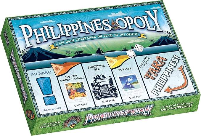 Late for The Sky Philippines-Opoly Country Board Game Family Strategy Game Night for Ages 8+ 2-6 Players Traditional or 1-Hour Play Collect City Blocks &amp Keys