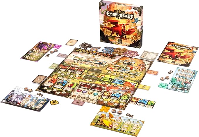 Mindclash Games Emberheart – Mid-Weight Worker Placement &amp Dragon Rescue Strategy Board Game | 2-4 Players | 60-90 Min Playtime | Fantasy Strategy Adventure