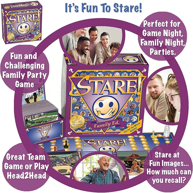 Stare - Fun Game of Visual Recall Where Quirky Image Cards Challenge Players' Minds – Classic for Adult &amp Family Game Night