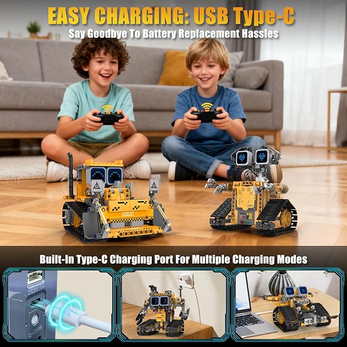 Gohero Robot Building Kit5 in 1 STEM Toys for Boys Toys Age 8-10 with Remote &amp App ControlRobotics Technic Kits with 16 LED ExpressionsChristmas &amp Birthday Gifts for Teen Boys &amp Grils (