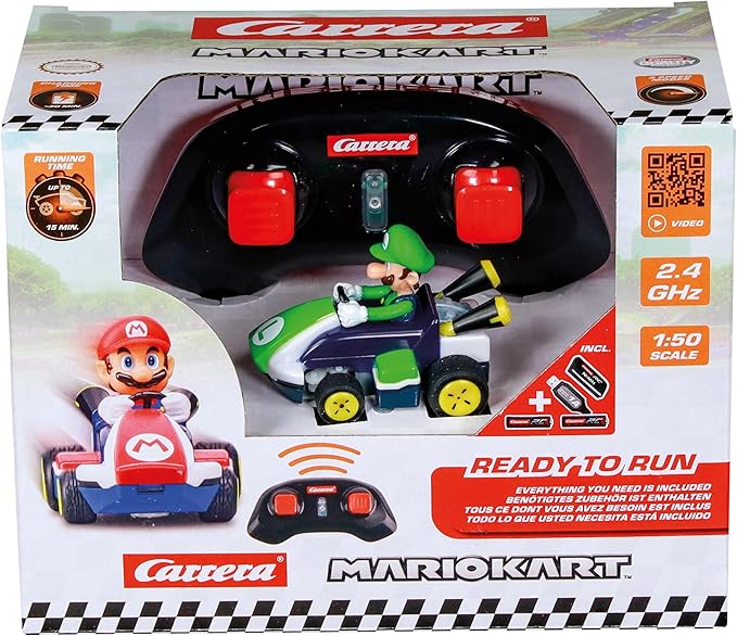 Carrera RC Mario Kart Mini RC Luigi for Children and Adults Boys &amp Girls Unique Original Licence Instant Driving Fun with Ready to Run Green