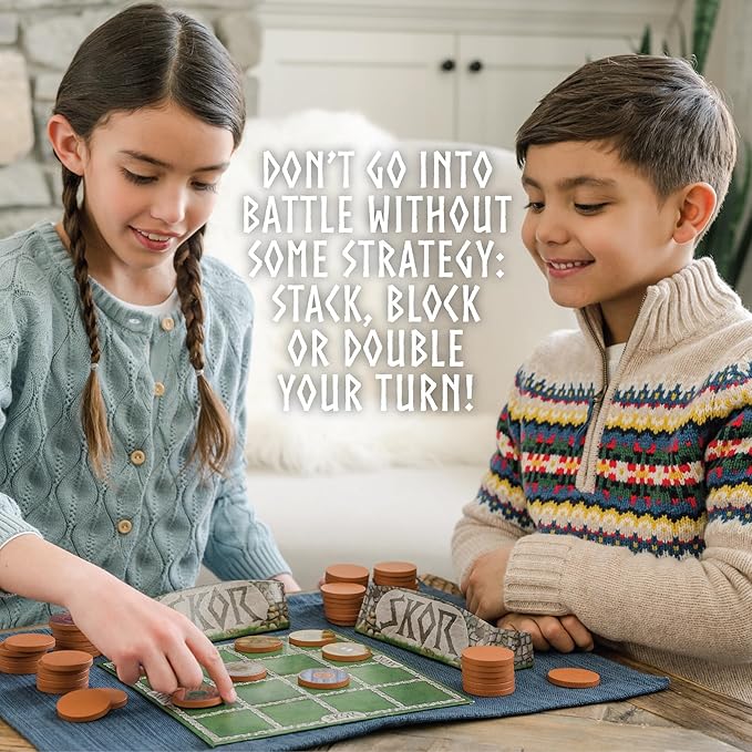 MindWare Skor: A Stacking Strategy Board Game for Kids Ages 6 &amp Up - Family-Friendly Color-Matching Shield-Collecting Games for Families &amp Classrooms - 2 to 4 Players 30-Min Playtime