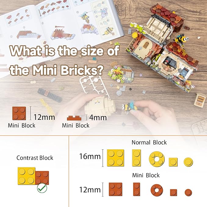 Honey Workshop Mini Building Blocks MOC Creative Building Toys Model Set for 7-9 Years Old Girls Boys 1242 PCS Simulation Architecture Construction Toy Gift Idea for Kids Adults