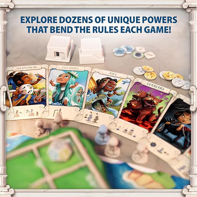 Santorini: Second Edition Board Game – 2–4 Player Greek Strategy Game with 3D Towers &amp God Powers