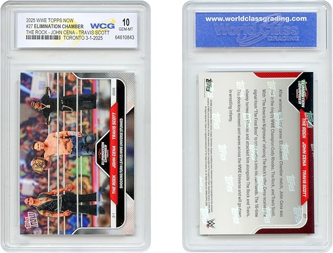 2025 Topps WWE Elimination Chamber - The Rock John Cena Travis Scott - Card #27 Certified GEM Mint 10