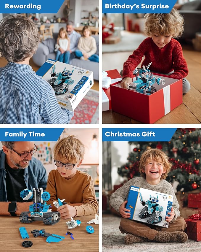 5 in 1 STEM RC Robot Building Kit 398PCS APP &amp Remote Control Blocks DIY Engineering Robotics Erector Science Set for Kids Age 6 7 8 9 10 11 12+ Educational Learn Toys Gift for Boys &amp Girls