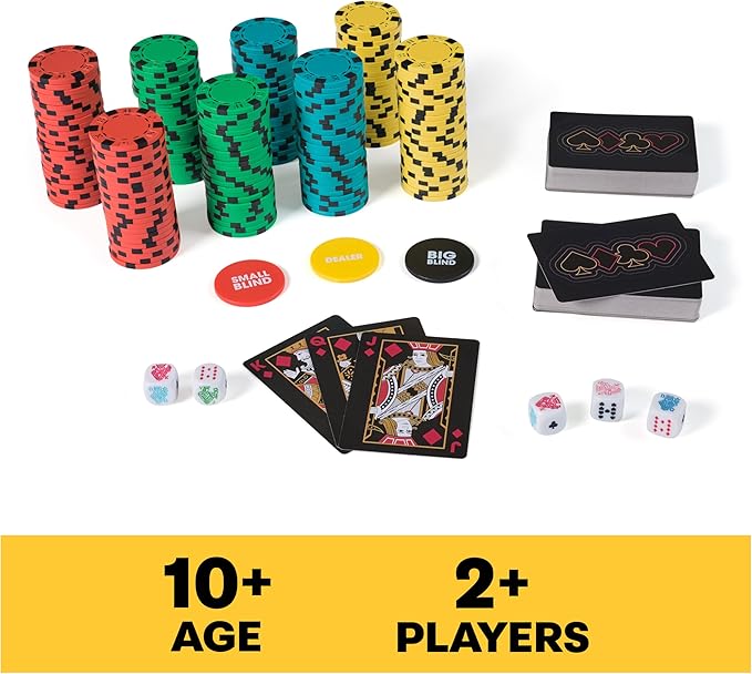 Spin Master Games Cardinal Legacy Deluxe 200-Piece Poker Set Premium Dual-Toned Poker Chips in Wooden Storage Case 2-10 Players for Ages 10 &amp Up