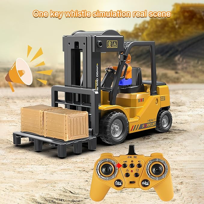 Remote Control Forklift 12 Channel 2 Mode RC Forklift W/Pallets/Boxes/Sound/Light/Spray Two Rechargeable Batteries &amp Charge Kids Forkliftrrucks Toy Christmas &amp Birthday Gifts