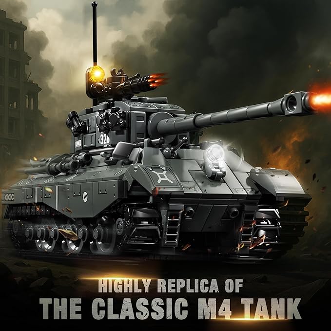 WW2 Army Tank Building Blocks Set 2 Classic Military Tanks Building Set with Rotatable Turret Movable Tracks &amp Tactical Gear Tiger Tank Model &amp Military Vehicles for Collectors and Boys 13