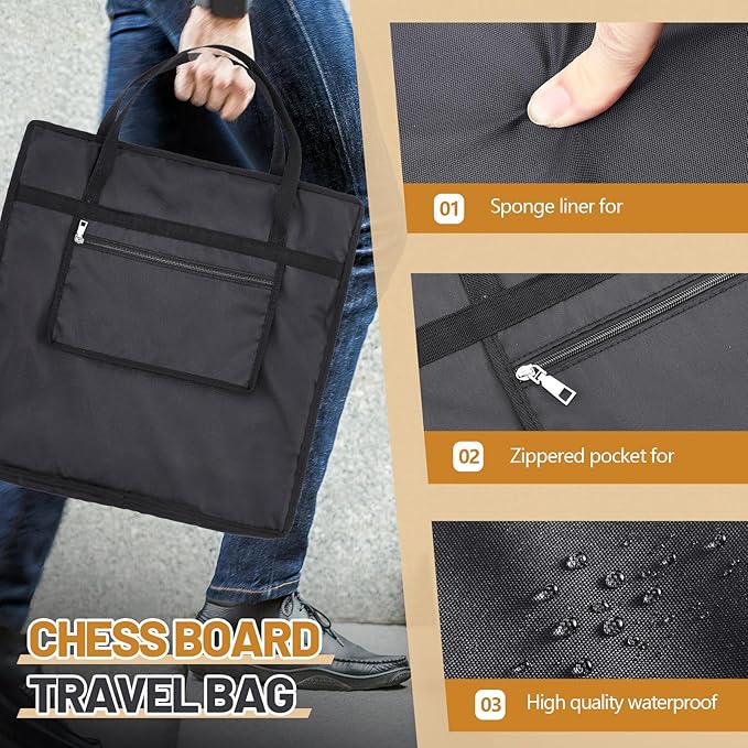 Inch Chess Bag Standard Chess Board Carrying Bag with a Single Zippered Pocket for Storing Your Equipment an Ideal Gift(20 x 20)