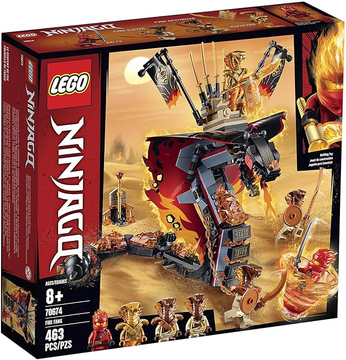 LEGO NINJAGO Fire Fang 70674 Snake Action Toy Building Set with Stud Shooters and Ninja Minifigures Characters Perfect for Group Play (463 Pieces)