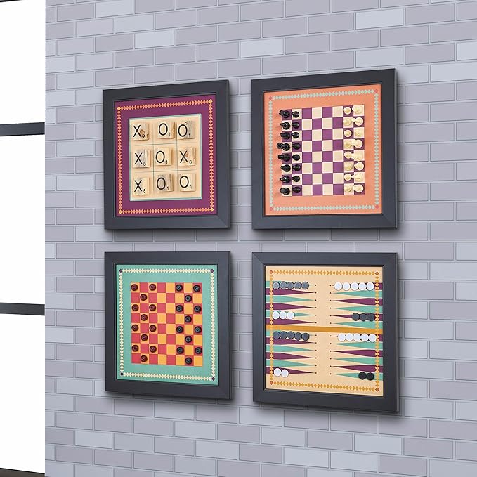 Magnetic Canvas Game Set. Chess/Checkers/Backgammon/TIC TAC Toe. Decrotive Game Sets use an mounting System That Gives Easy Access to Them. (Retro)