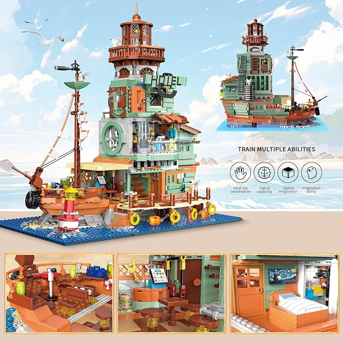 Harbour Hotel Mini Bricks Building Kit Ideas Creative Architecture Building Toys Birthday Gift for Adult Boys Girls -2142 Pieces