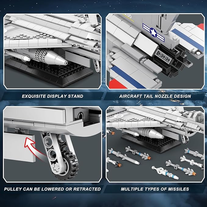 Reobrix F-16 Fighter Jet Building SetsMilitary Fighter Display ModelAir Force Building Block Set 33027Fighting Falcon Airplane Army Construction SetToys Gifts for Military Fans and Kid 14+1377PCS