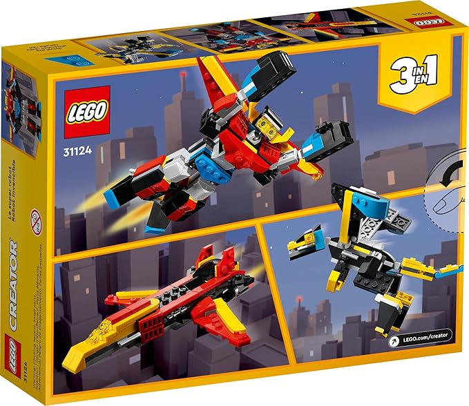 LEGO Creator 3 in 1 Super Robot Building Kit Kids Can Build a Toy Robot or a Toy Dragon or a Model Jet Plane Makes a Creative Gift for Kids Boys Girls Age 7+ Years Old 31124
