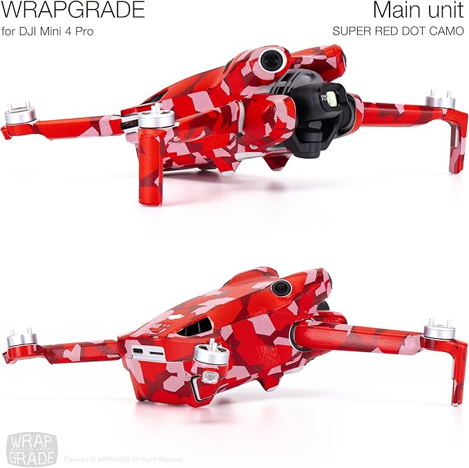 WRAPGRADE Skin Stickers Compatible with DJI Mini 4 Pro | Full Wrap (Super Red Dot Camo)