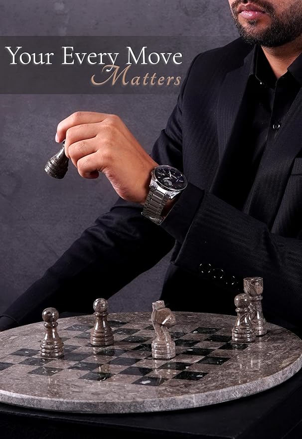 Marble Chess Set for Adults with Complementary Storage Box 15 Oceanic &amp Black Handmade Chess Board Game with 2 Extra Queens Unique Gift &amp Home Décor