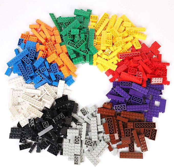 burgkidz Building Bricks 568 Pieces Toys Classic Building Blocks Includes Wheels Door Window Compatible Bulk Block with Storage Box and Baseplate STEM Educational Gift for Kids 3+ Year