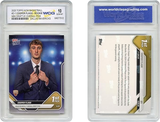 2025 Topps Cooper Flagg #1 Draft Pick Official Rookie RC Card #D1 Dallas Mavericks - Certified GEM-Mint 10
