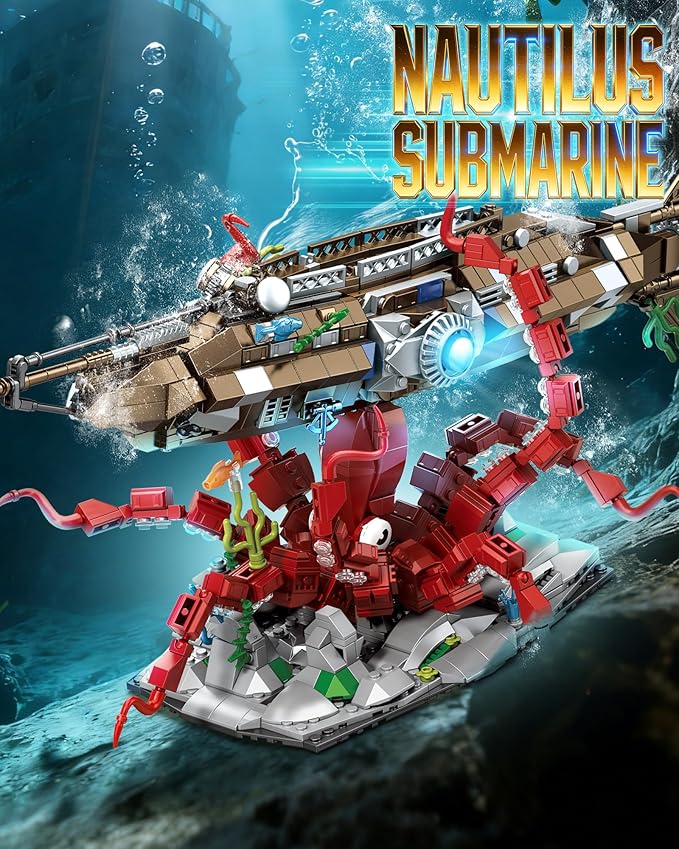 Octopus &amp Underwater Submarine Building Block Set for Adults Compatible with Lego Octopus Ocean Animal Collection Toy for Home/Office Decor Ideas Gifts for Christmas Birthdays