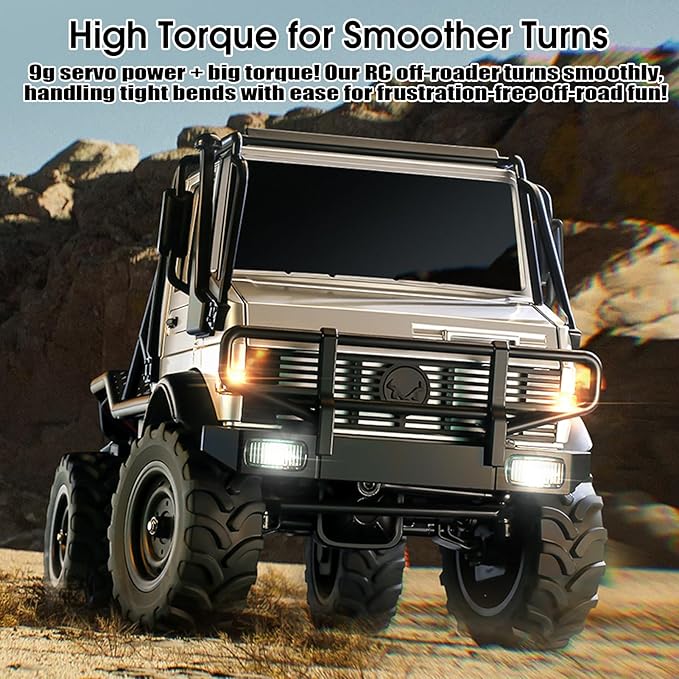 RC Truck 1:18 Scale RC Semi-Truck MN 333 Unimog Off-Road Rock Crawler 4WD Remove Control Trucks RTR Transport Car Alloy Model for Modification Enthusiasts Gifts (Green)