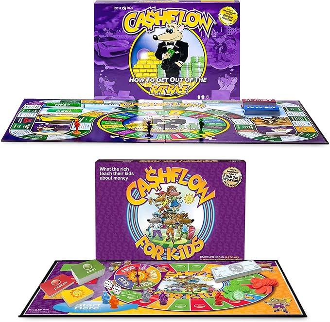 Rich Dad Cashflow How to Get Out of The Rat Race Board Game Set Adult &amp Kid Version - Fun and Educational Financial Literacy Learning Games for Boys Girls and Family