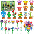 24 Pack Easter Basket Fillers Flowers Party Favors for Kids Building Set - 827PCS Botanicals Succulent 3.6MM Mini Building Blocks Toy for Goodie Bag Stuffer Classroom Prize Gift for Kids Girls Boys 6+