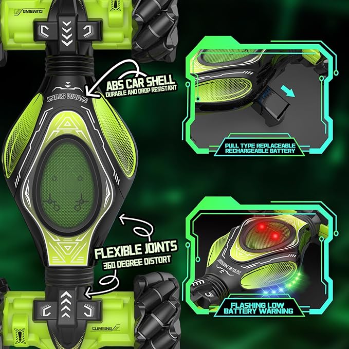 Remote Control Car Hand Controlled Gesture RC Stunt Car with Lights &amp Roll Stunt for Kids 6-13 Year Old 4WD 2.4GHz Off-Road 360° Rotation Toy Car Gift for Boys Girls