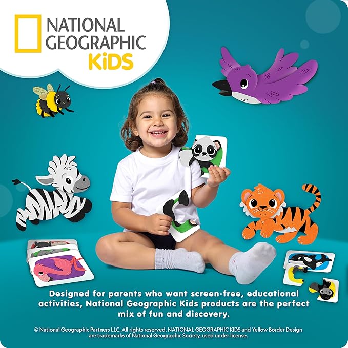 NATIONAL GEOGRAPHIC Kids Jumbo Cardboard Building Blocks – 40 Heavy-Duty Bricks in 3 Sizes Build &amp Learn with Game Spinner &amp Activity Cards for Kids 3+ Indoor Play Construction Toy for STEM